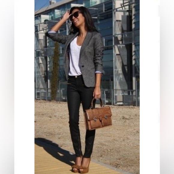 New York & Company Jackets & Blazers - NY&Co Charcoal Gray Plaid Lined Blazer Women's Size 6